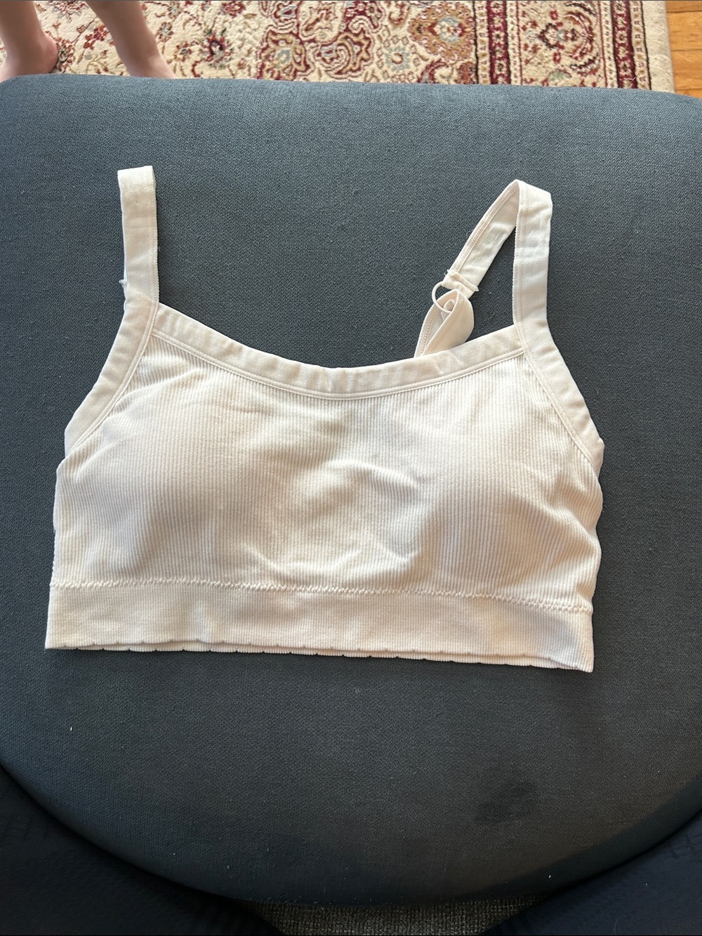 Jessica Simpson Ribbed Seamless Bralette - Cream White